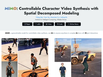 MIMO - Transform Character Animation with AI-Powered 3D Video Synthesis Tool